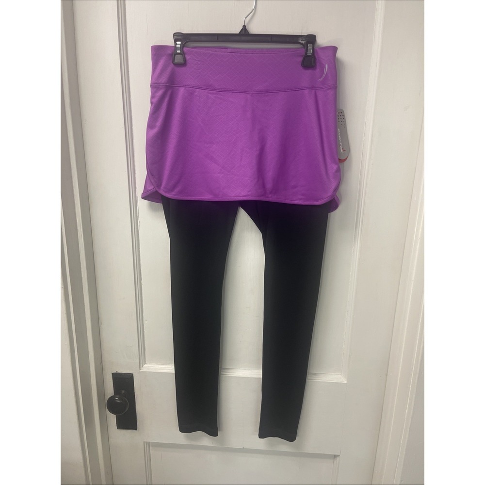 Exertek Medium Black Elastic Waist Pull Up Skirted Leggings Pant NWT